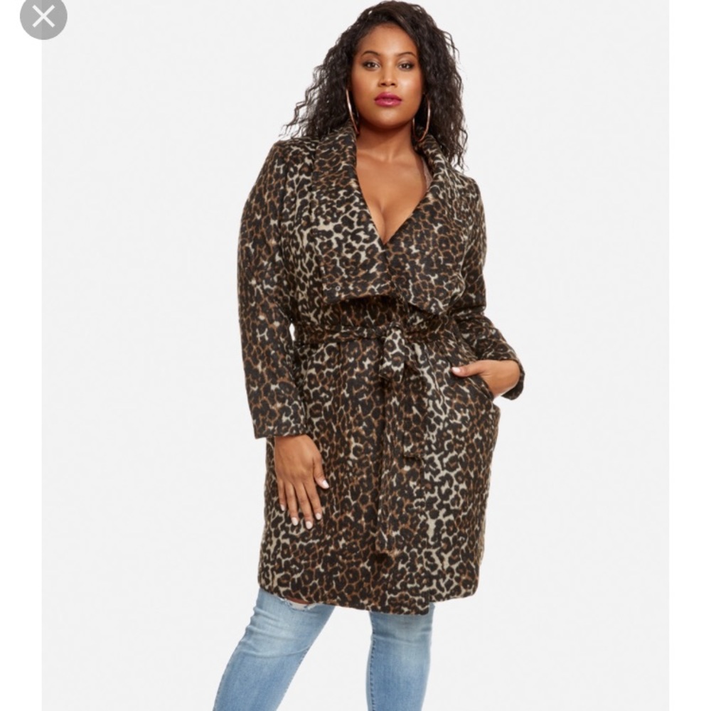 *NWT LEOPARD LONG WOOL COAT